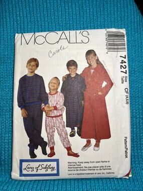 McCalls 7427 Sewing pattern Kids robe pajama top pant size 4 5 6